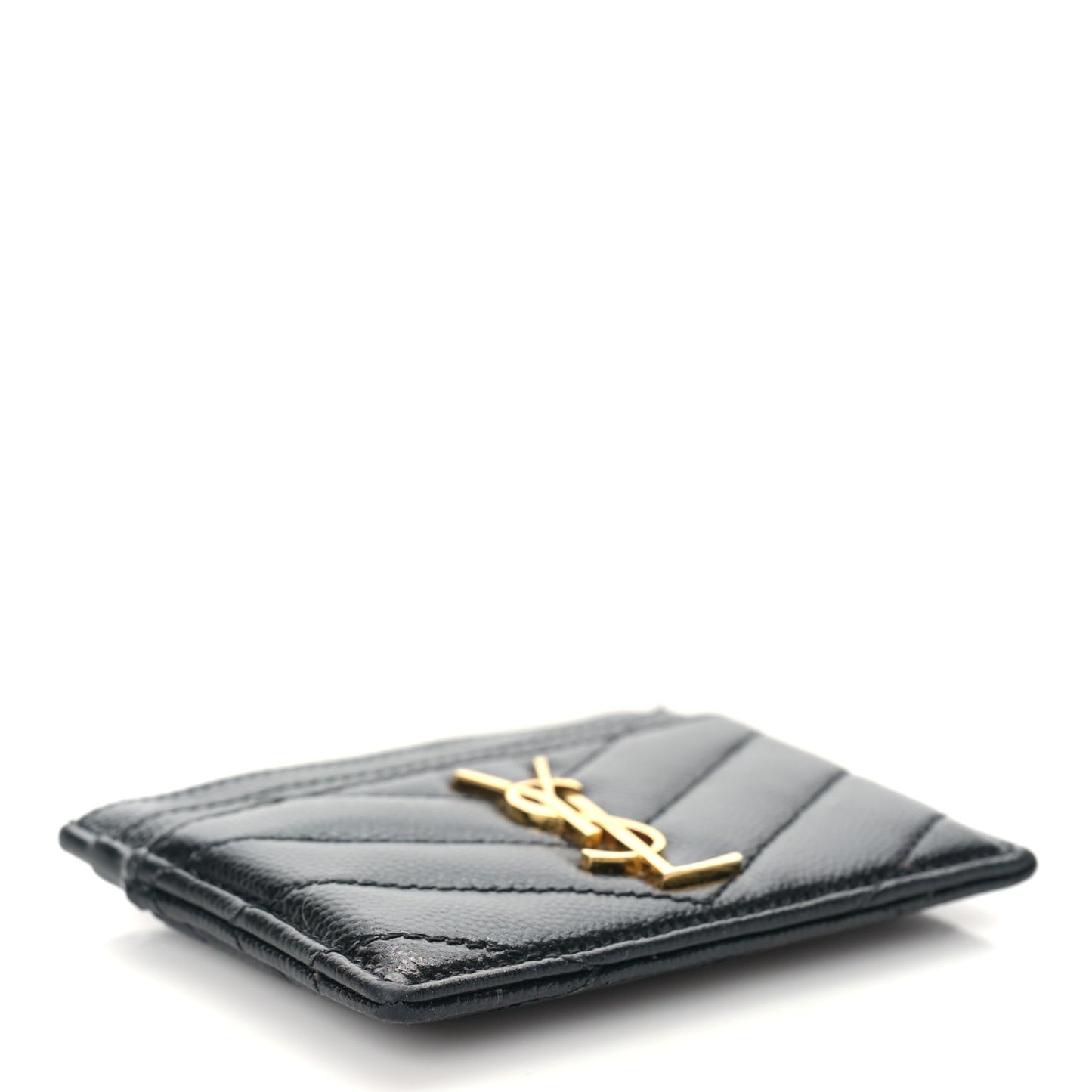 Grain De Poudre Matelasse Chevron Monogram Credit Card Case Black