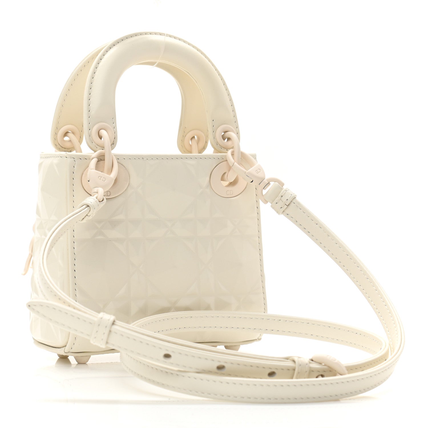 Christian Dior Calfskin Cannage Diamond Micro Lady Dior Latte 3 of 10