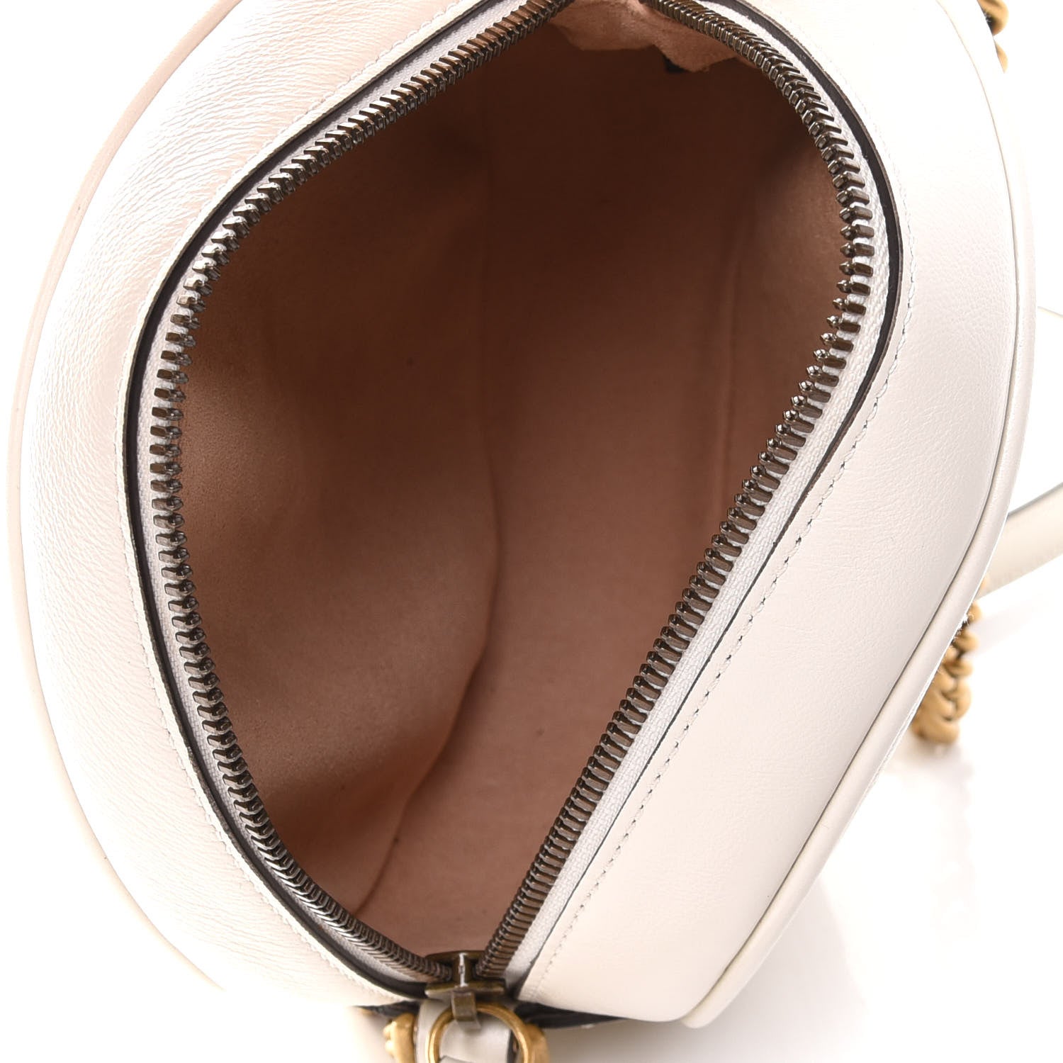 Gucci Calfskin Matelasse Mini GG Marmont Round Shoulder Bag White 5 of 10