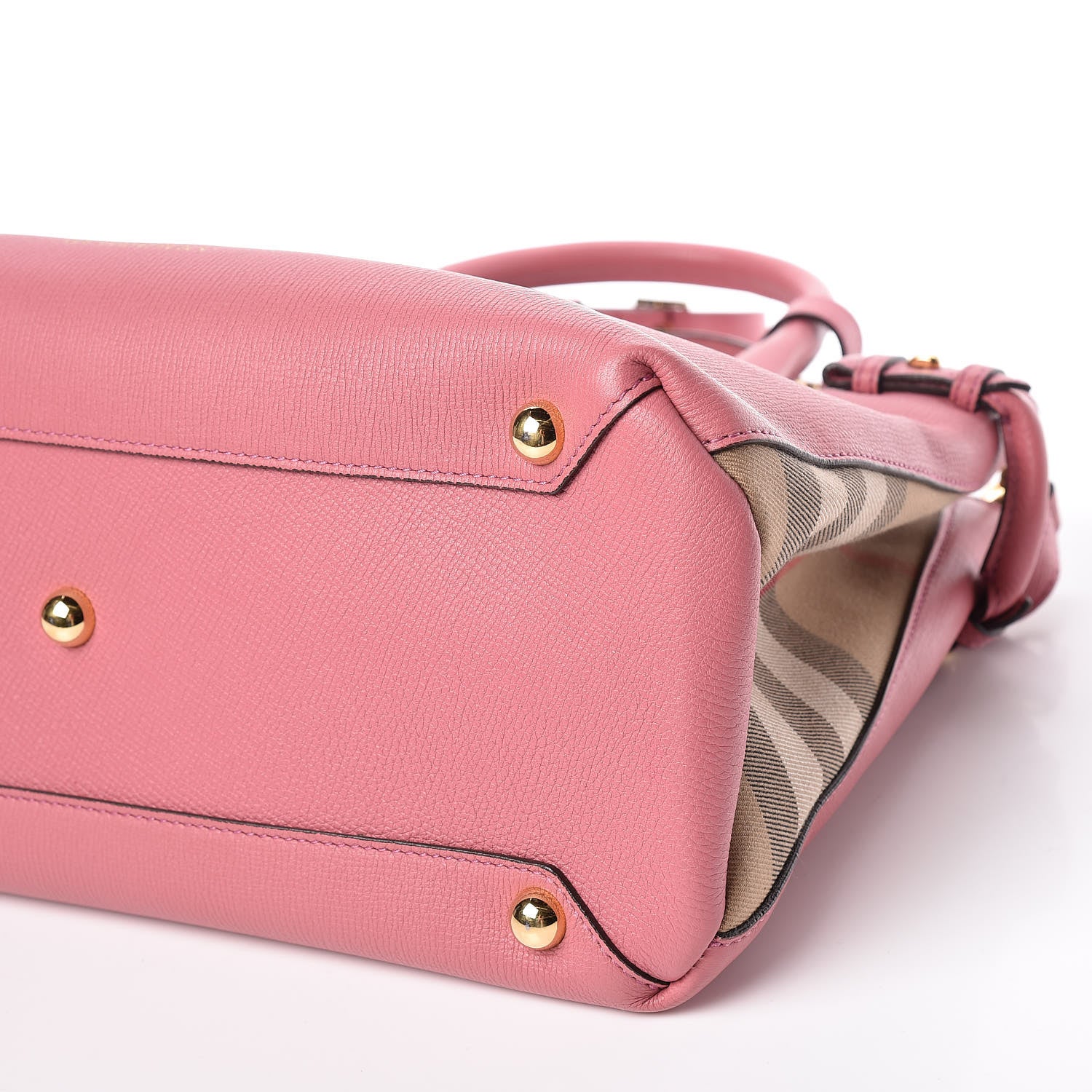Burberry Grainy Calfskin House Check Medium Banner Tote Mauve Pink 7 of 9