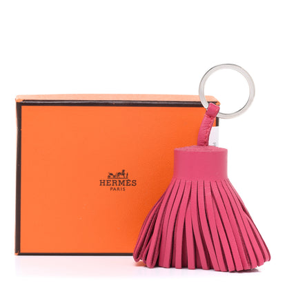 Hermes Lambskin Carmen Tassel Key Holder Rose Shocking 4 of 4