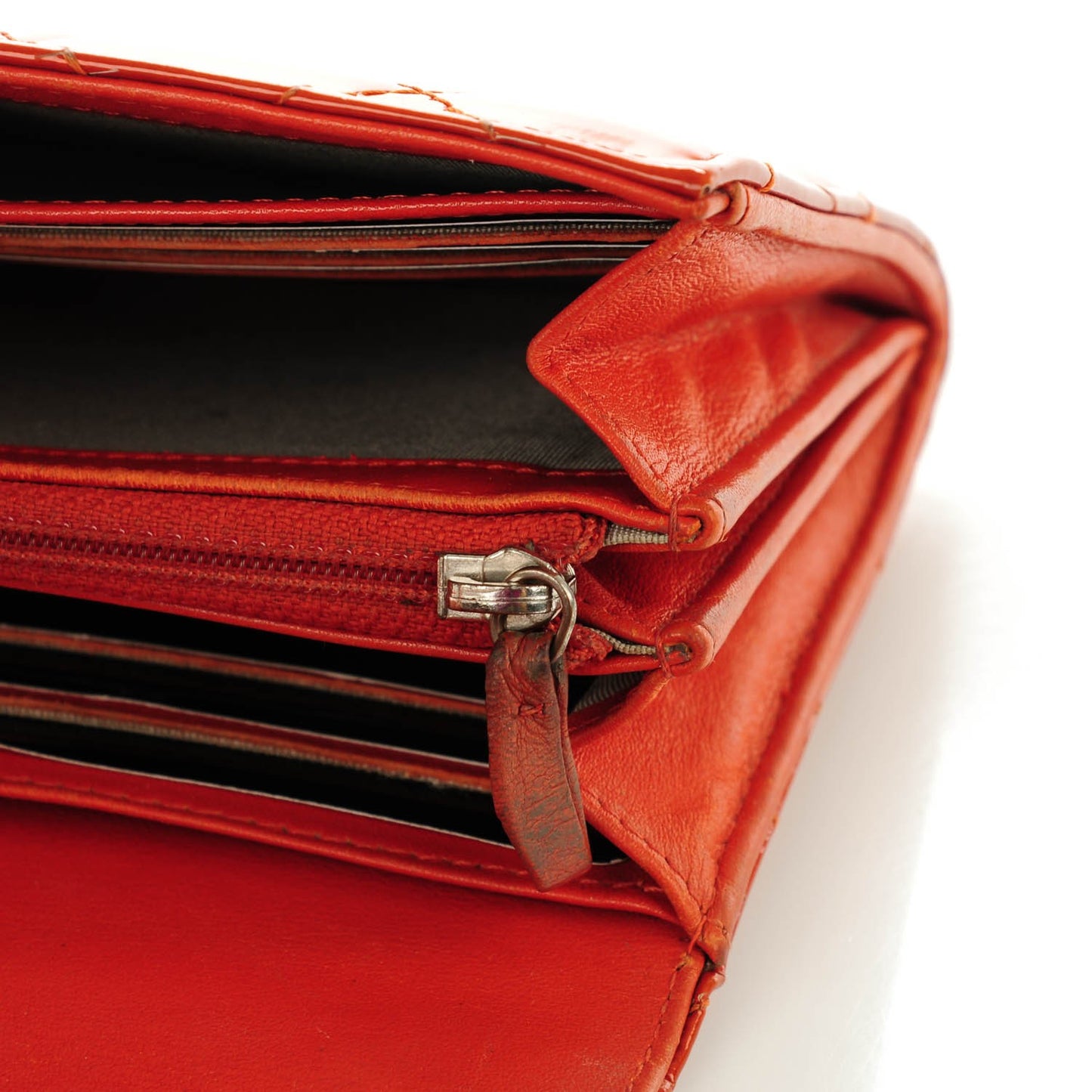 Patent Quilted Brilliant Large Flap Wallet Orange