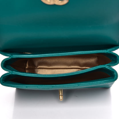Chanel Lambskin Quilted Small Top Handle Bag Turquoise 5 of 12