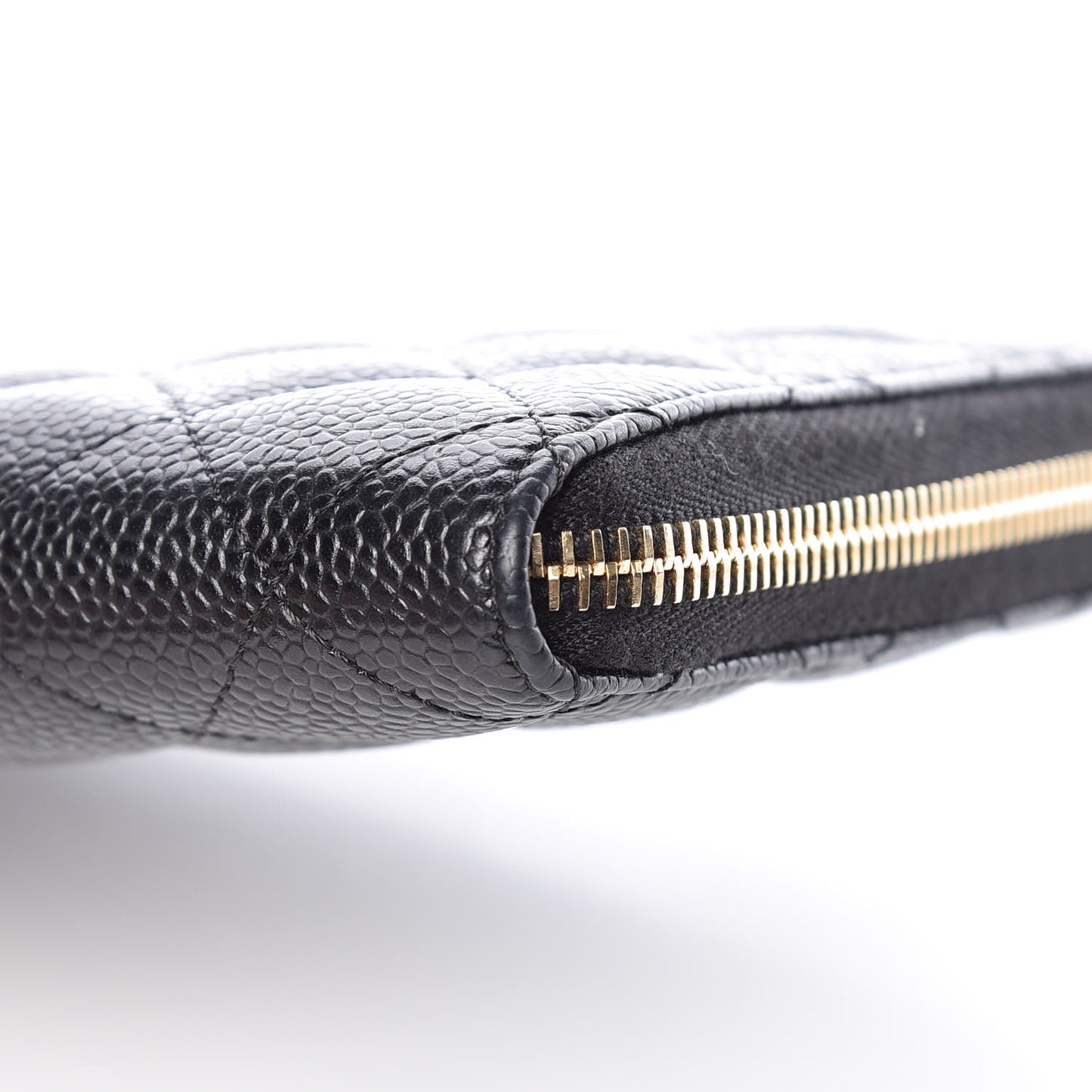Caviar Quilted Large Zip Around Organizer Wallet Black