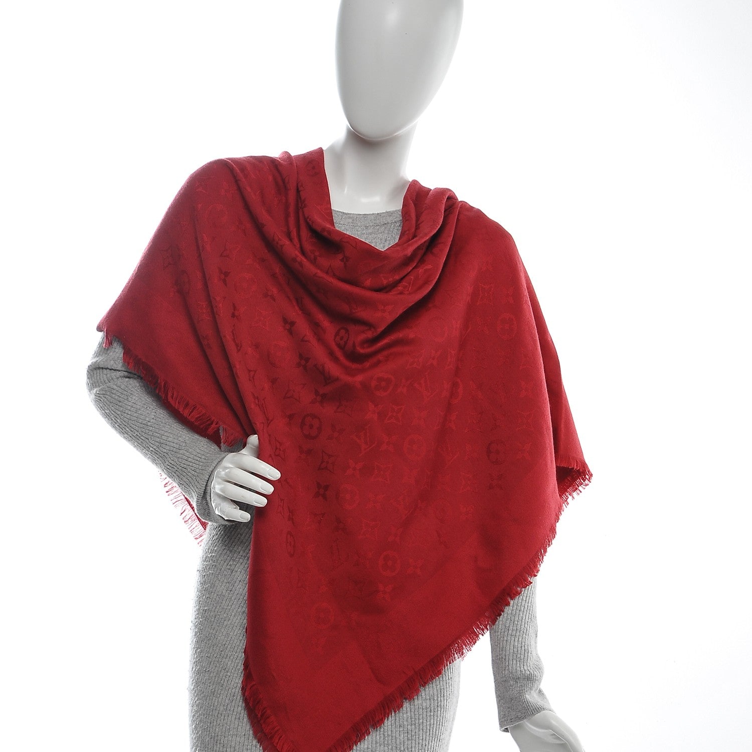 Louis Vuitton Silk Wool Monogram Shawl Pomme D'Amour 2 of 5