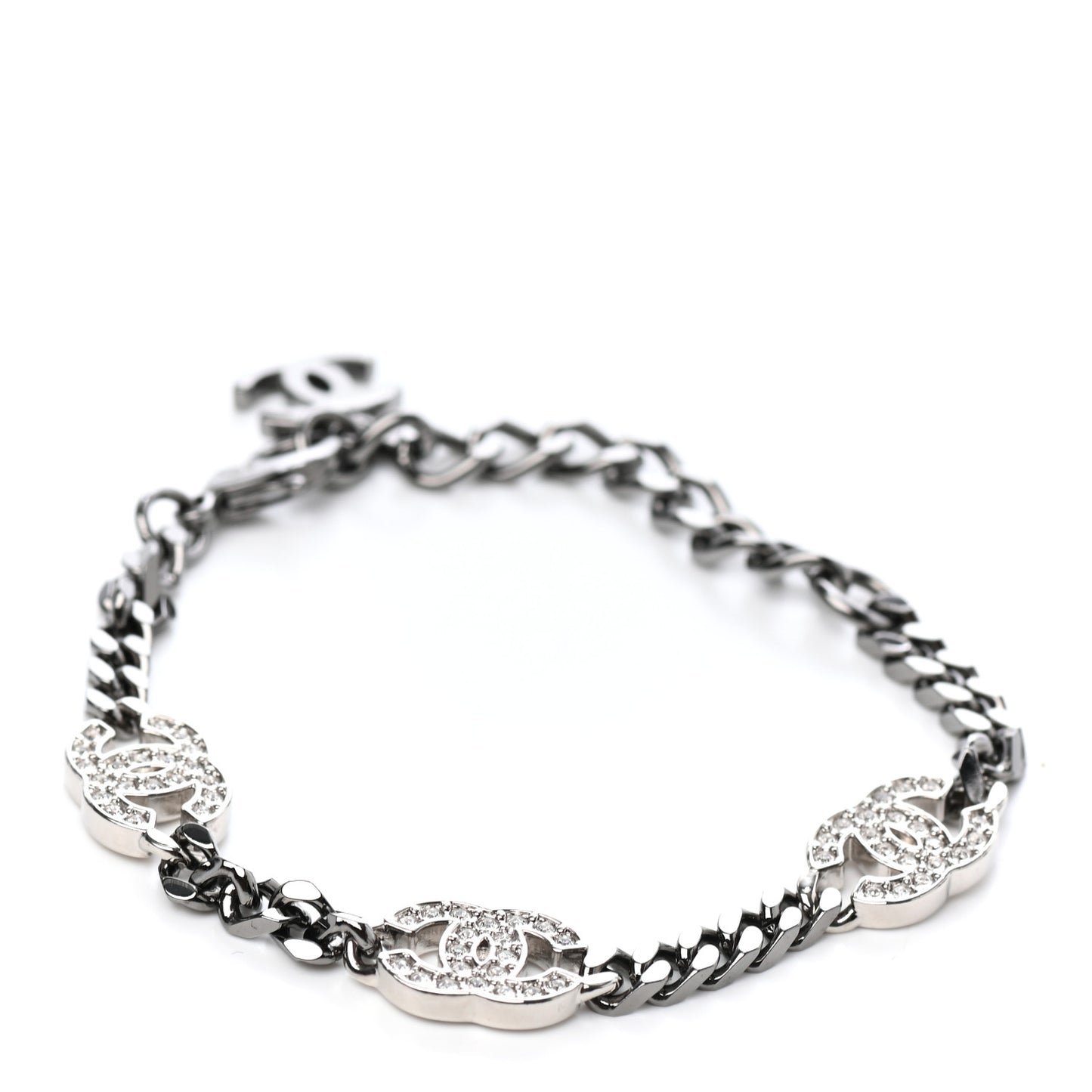 Crystal CC Chain Bracelet Silver