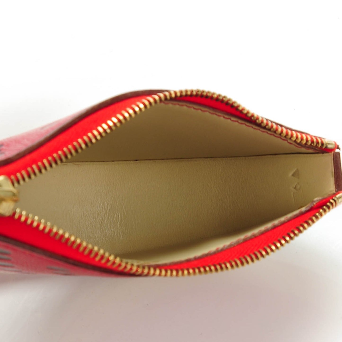 Chevre Mysore Box Watermelon Coin Purse Rouge Garance Vert Fonce Parchemin