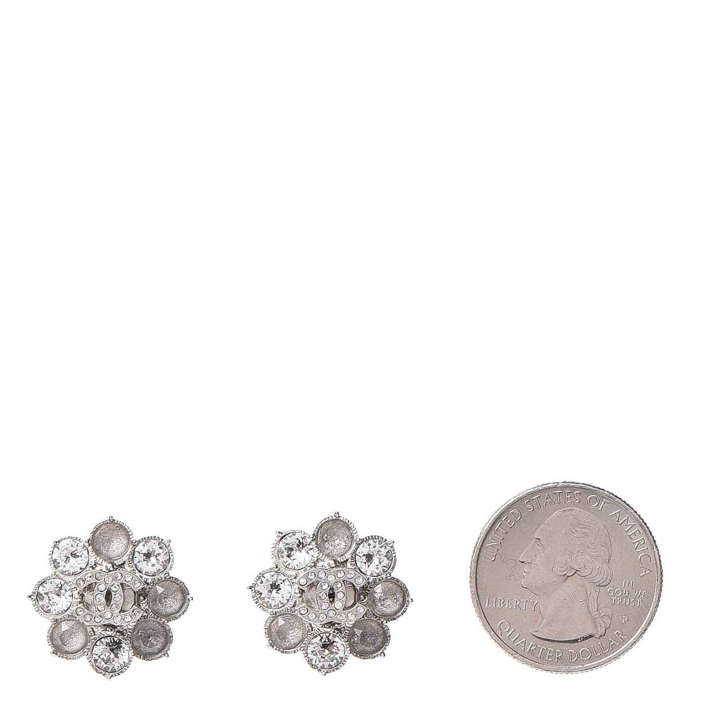 Crystal CC Camellia Earrings Silver