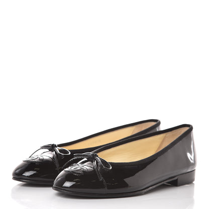 Chanel Patent CC Cap Toe Ballerina Flats 36.5 Black 3 of 9