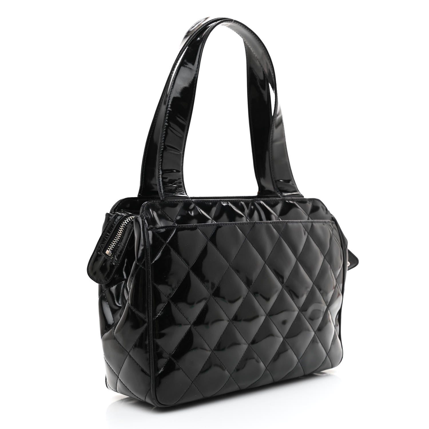 Chanel Patent Quilted Shoulder Bag Black 3 of 16