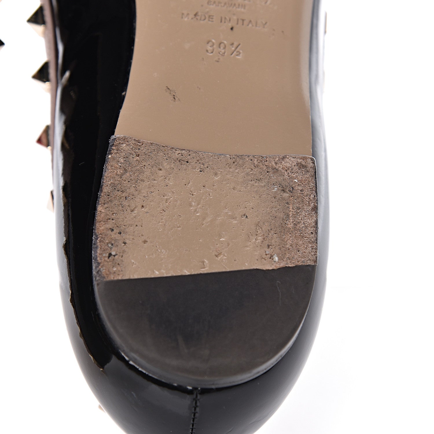 Valentino Garavani Patent Rockstud Ballerina Flats 39.5 Black Poudre 14 of 15