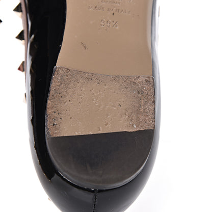 Valentino Garavani Patent Rockstud Ballerina Flats 39.5 Black Poudre 14 of 15