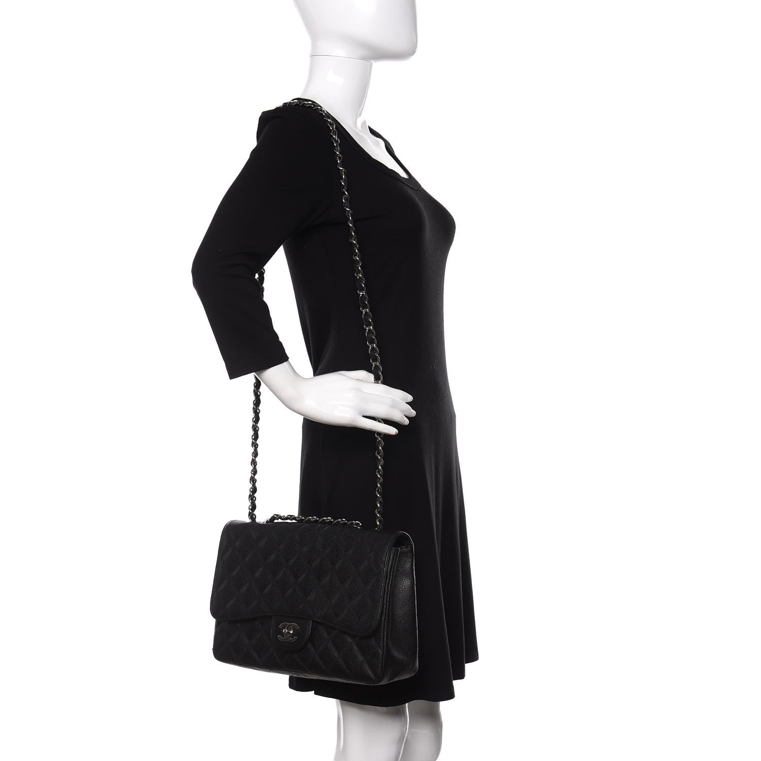 Chanel Caviar Quilted Jumbo Single Flap Black 2 of 17