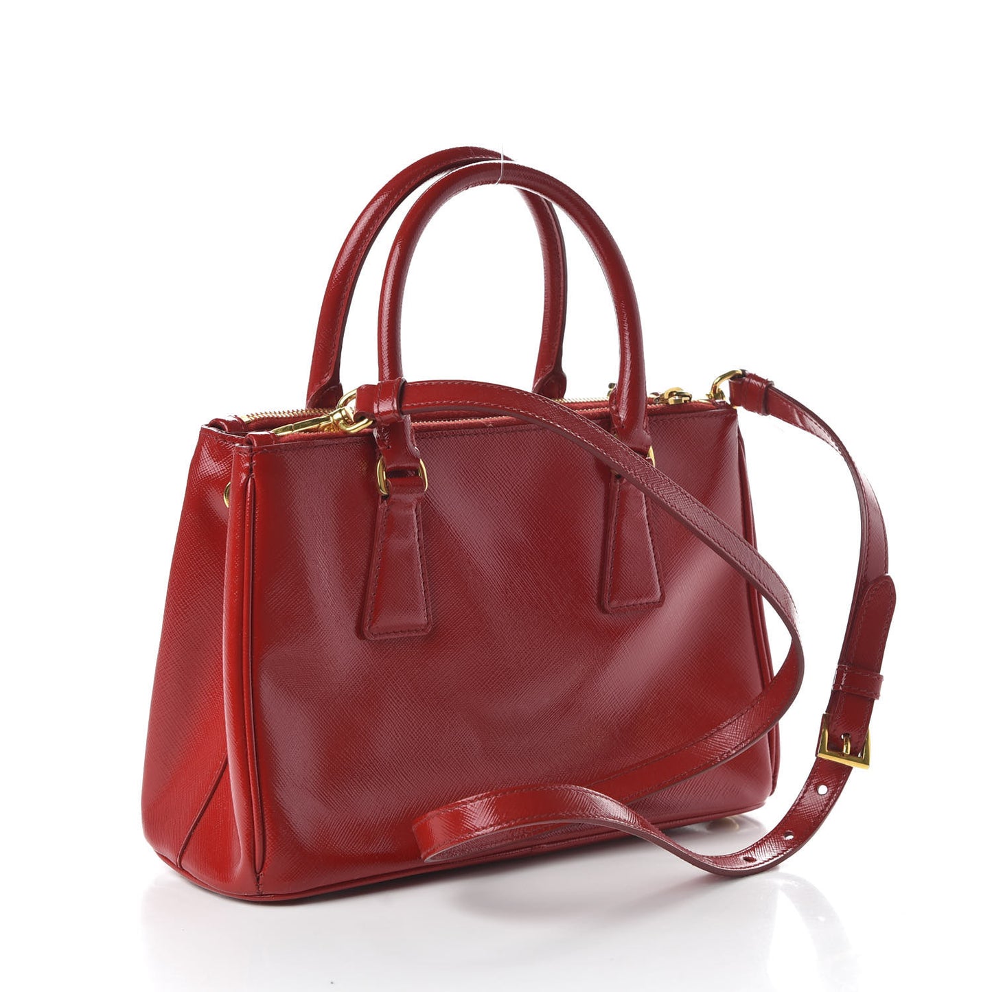 Saffiano Vernice Small Galleria Double Zip Tote Rosso