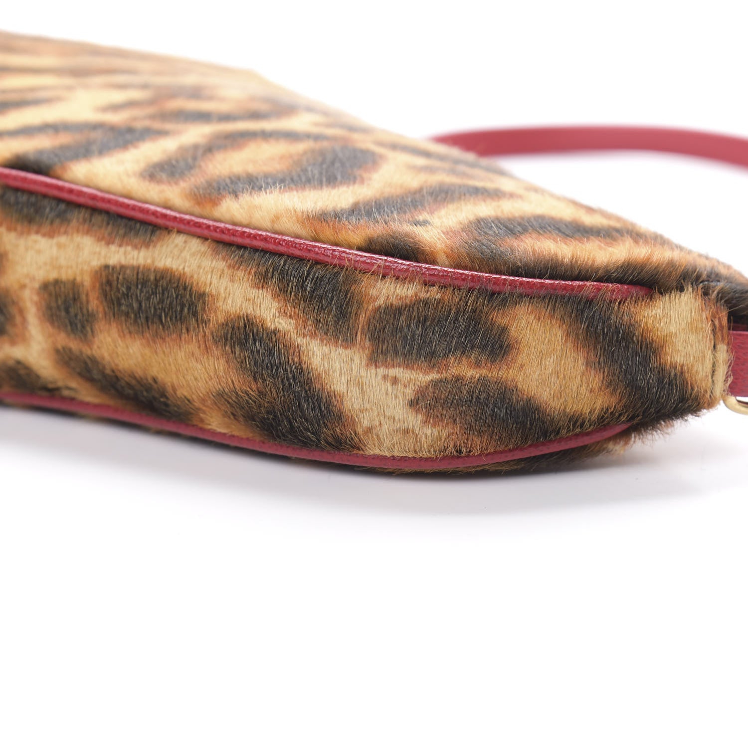 Christian Dior Pony Hair Leopard Mini Saddle Bag Red 10 of 11