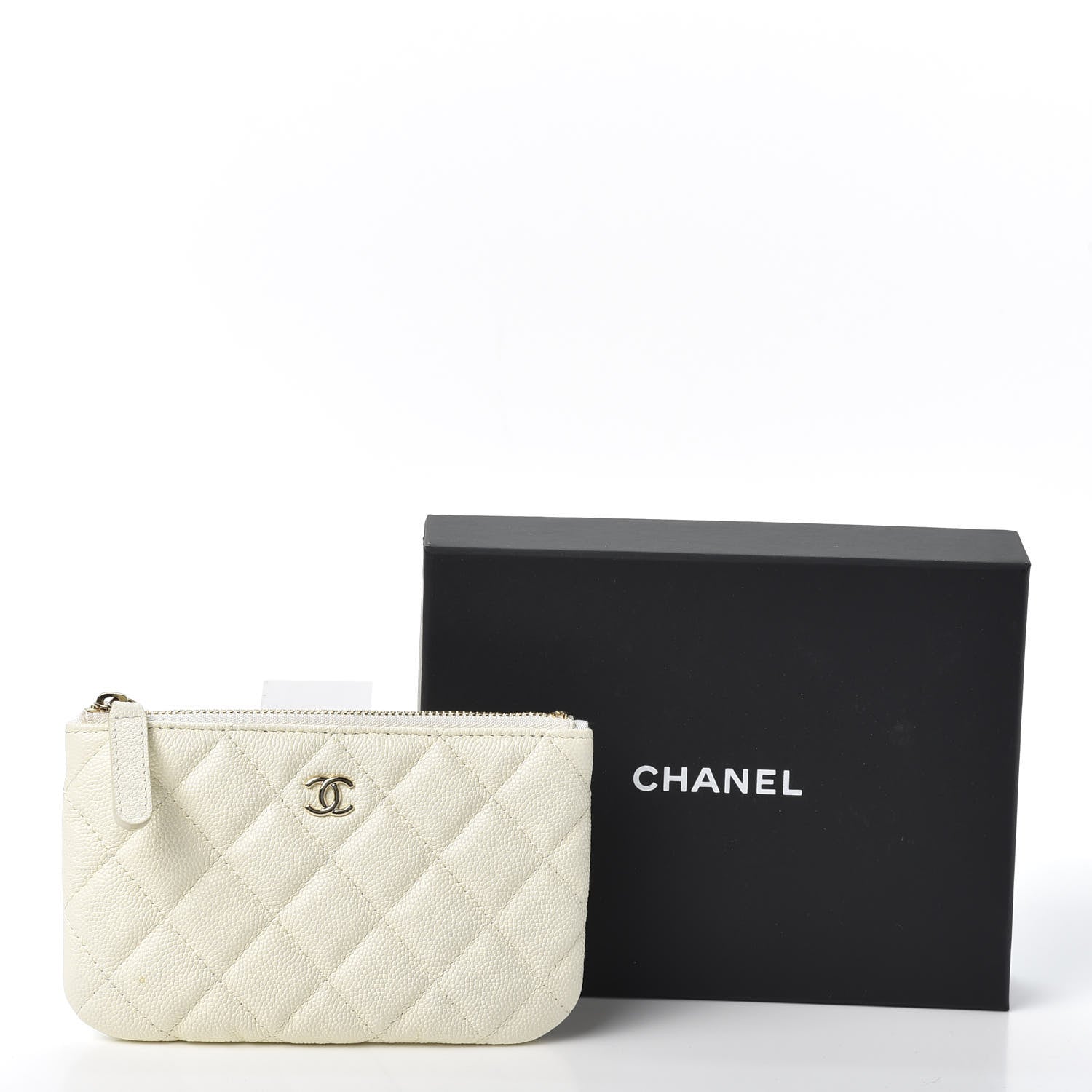 Chanel Caviar Quilted Small Cosmetic Case White 9 of 9