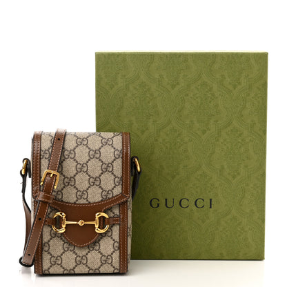 Gucci GG Supreme Monogram Mini Horsebit 1955 Crossbody Bag Beige Brown Sugar 12 of 12