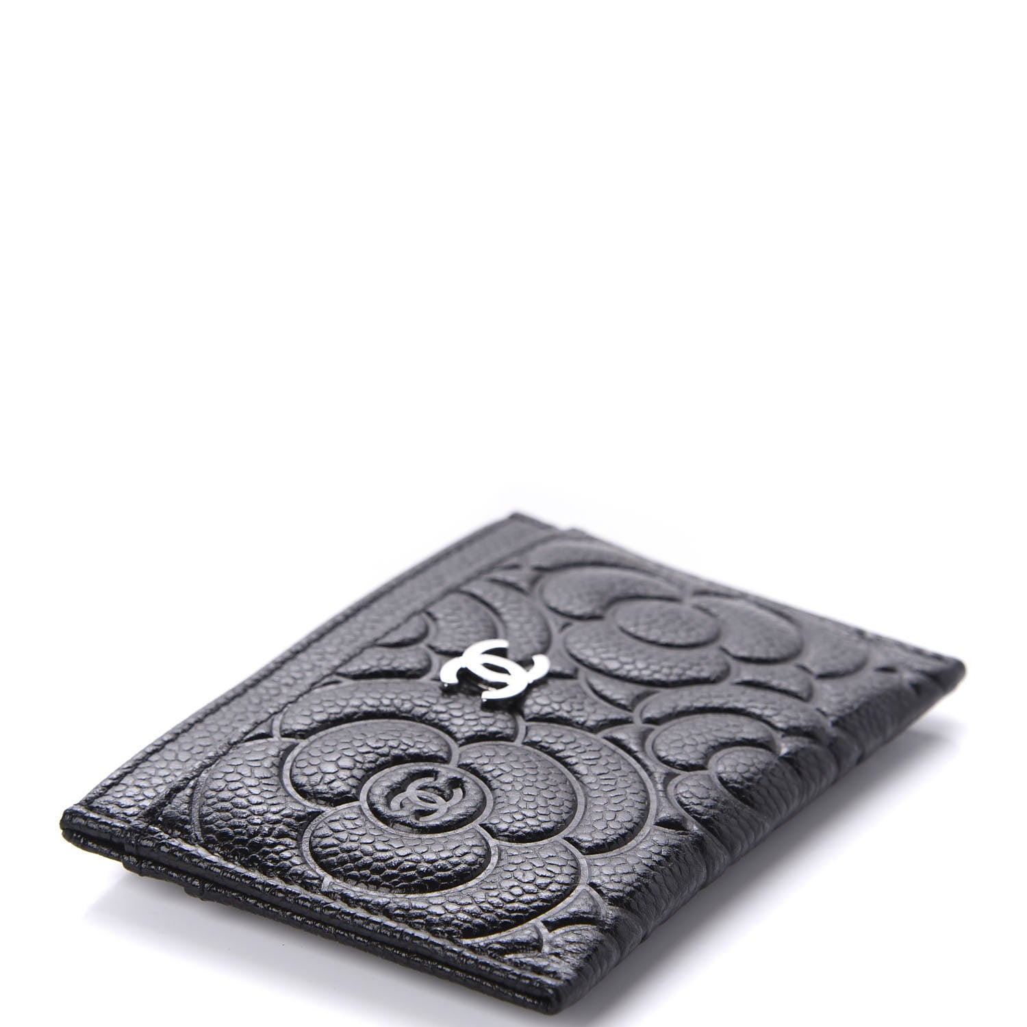 Chanel Caviar Camellia Embossed Card Holder Black 4 of 10