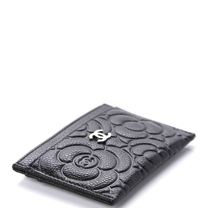 Chanel Caviar Camellia Embossed Card Holder Black 4 of 10