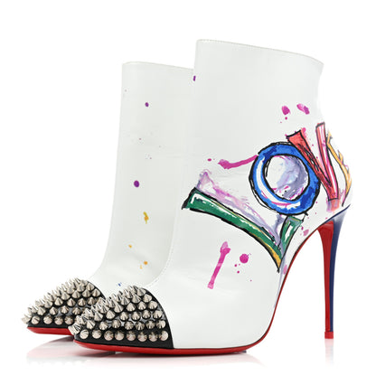 Christian Louboutin Calfskin Patent Love Is A Boot 100 Booties 38 White 3 of 11