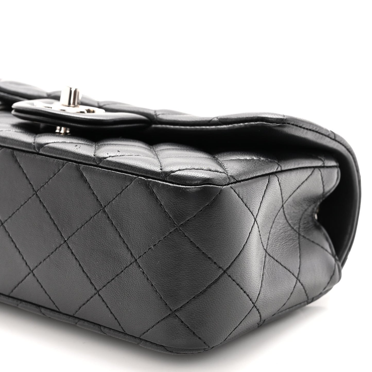 Lambskin Quilted Mini Rectangular Flap Black