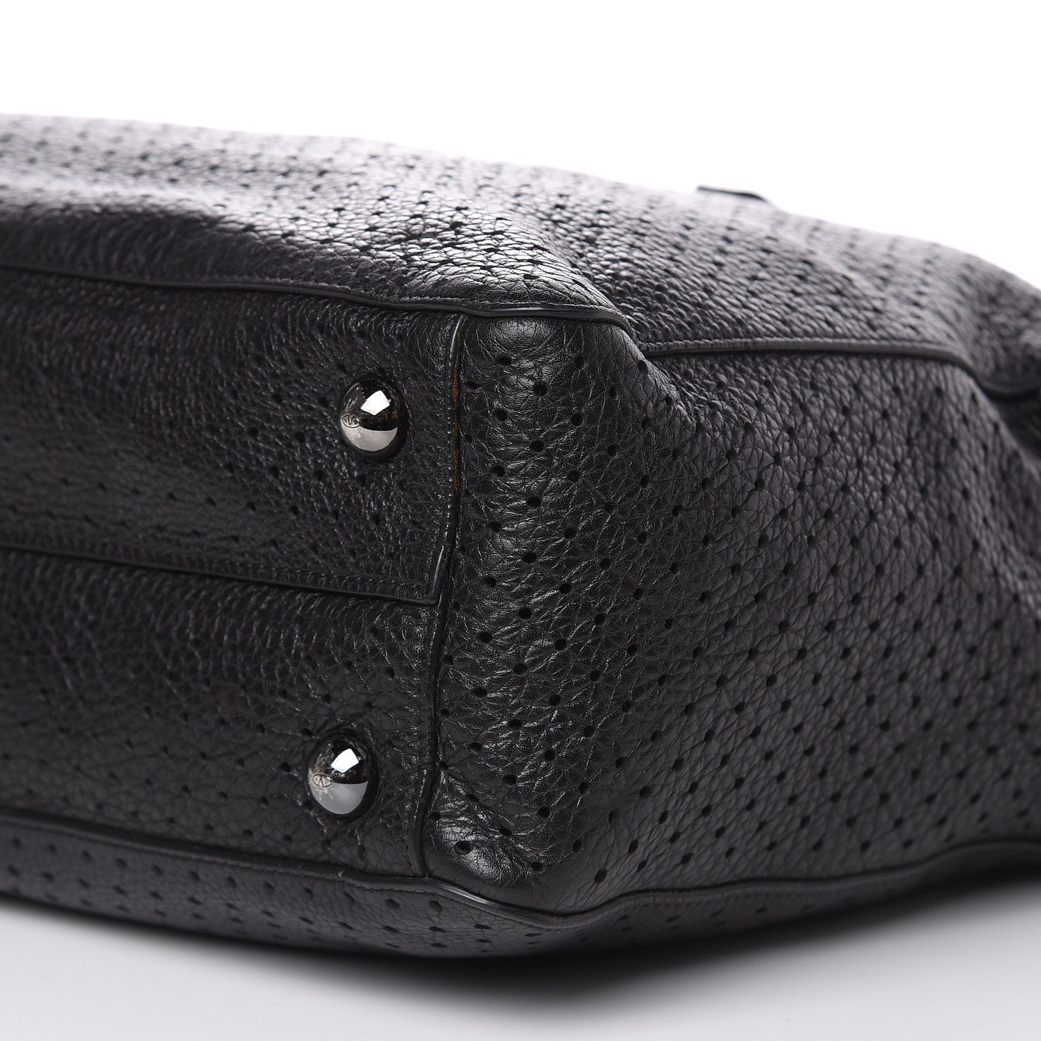 Valentino Garavani Calfskin Perforated Rockstud Large Travel Briefcase Black 9 of 20