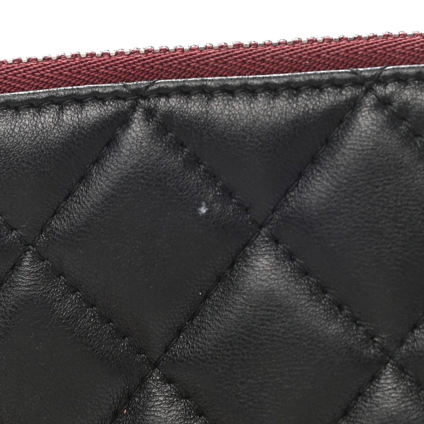 Lambskin Quilted Small Cosmetic Case Black