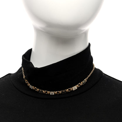Chanel Metal Enamel CC Squares Choker Gold White Black 2 of 4