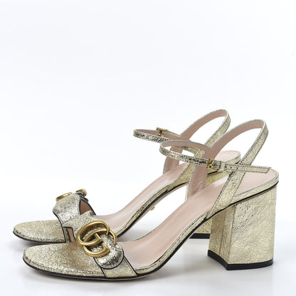Gucci Galassia GG Marmont Ankle Wrap 75mm Sandals 38.5 Platino 2 of 9