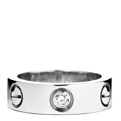 Cartier 18K White Gold 3 Diamond 5.5mm LOVE Ring 47 4 1 of 5