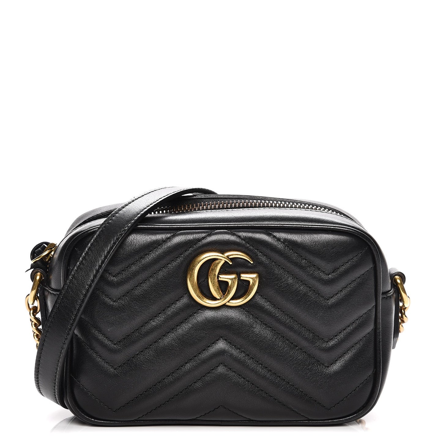 Calfskin Matelasse Mini GG Marmont Chain Shoulder Bag Black