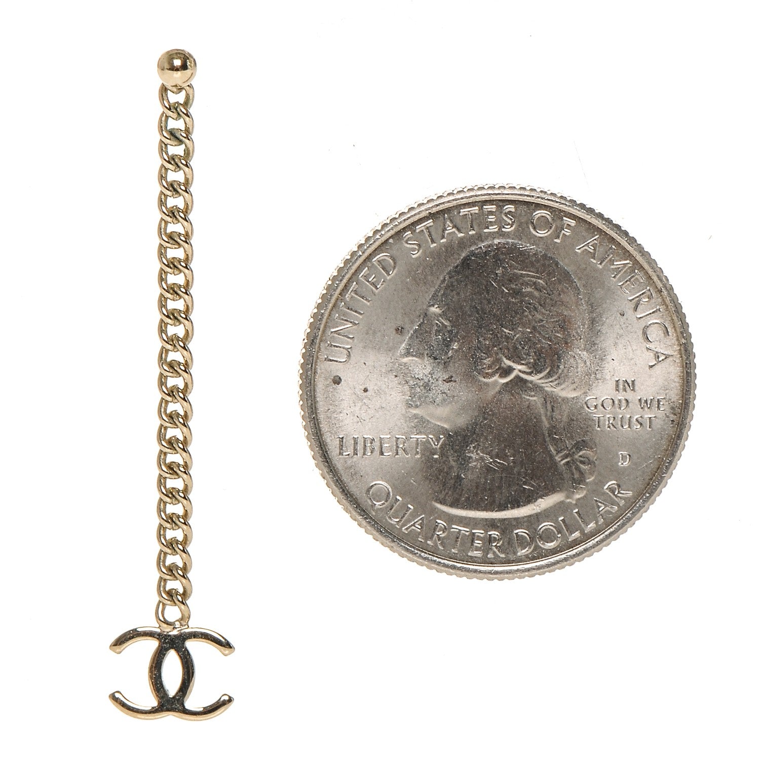 Chanel CC Long Drop Earrings Gold 2 of 3