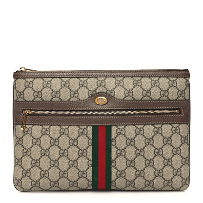 Gucci GG Supreme Monogram Large Ophidia Pouch Clutch Brown 1 of 11