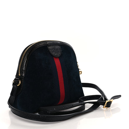 Gucci Suede Patent Dragon Embroidered Small Ophidia Dome Shoulder Bag Blue Multicolor 3 of 9