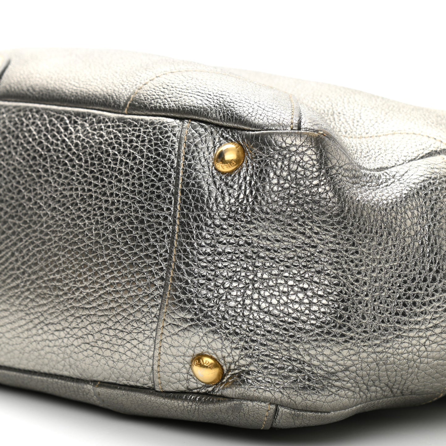 Metallic Vitello Daino Side Pocket Tote Bag Acciaio