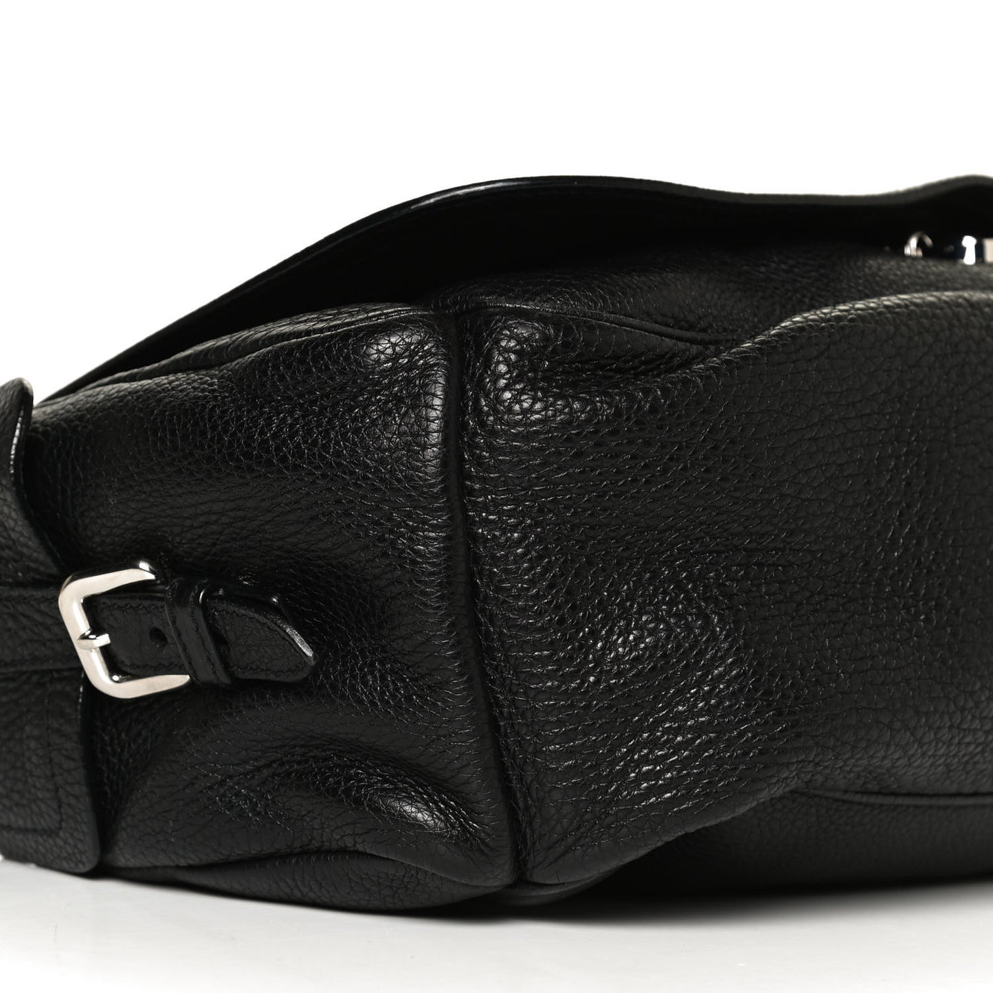 Vitello Daino Flap Shoulder Bag Black