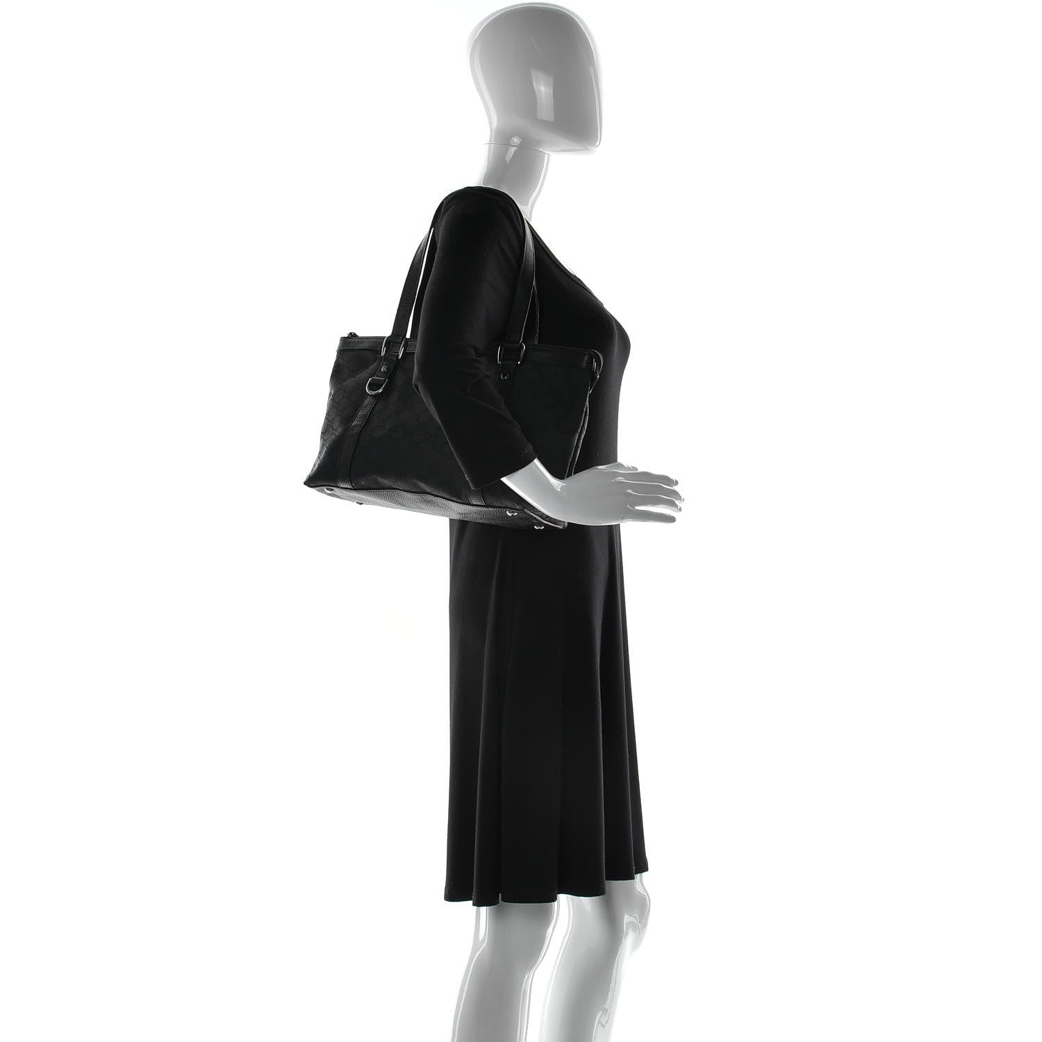 Gucci Nylon Monogram Medium Abbey Tote Black 2 of 13