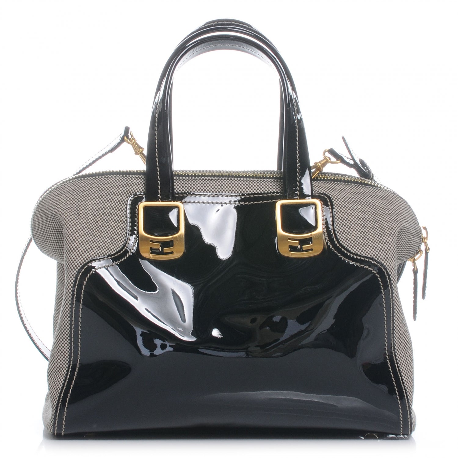 Fendi Patent Canvas Chameleon Tote Black 1 of 9