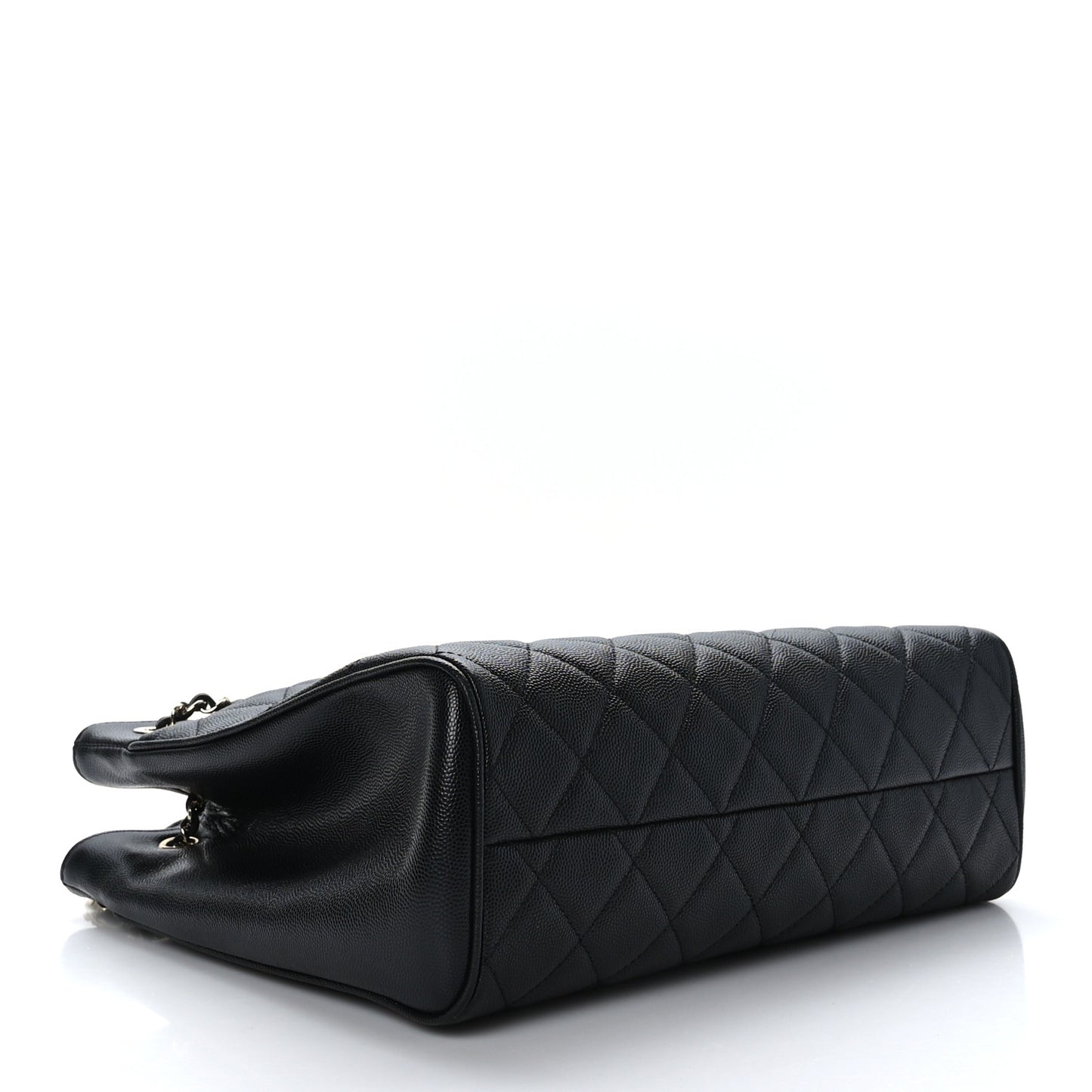 Caviar Quilted In Out Flap Shopping Tote Black