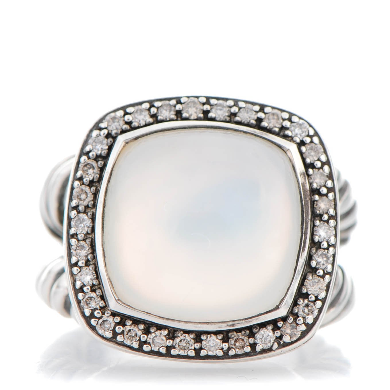 Sterling Silver Diamond Moon Quartz 14mm Albion Ring 50 5.5