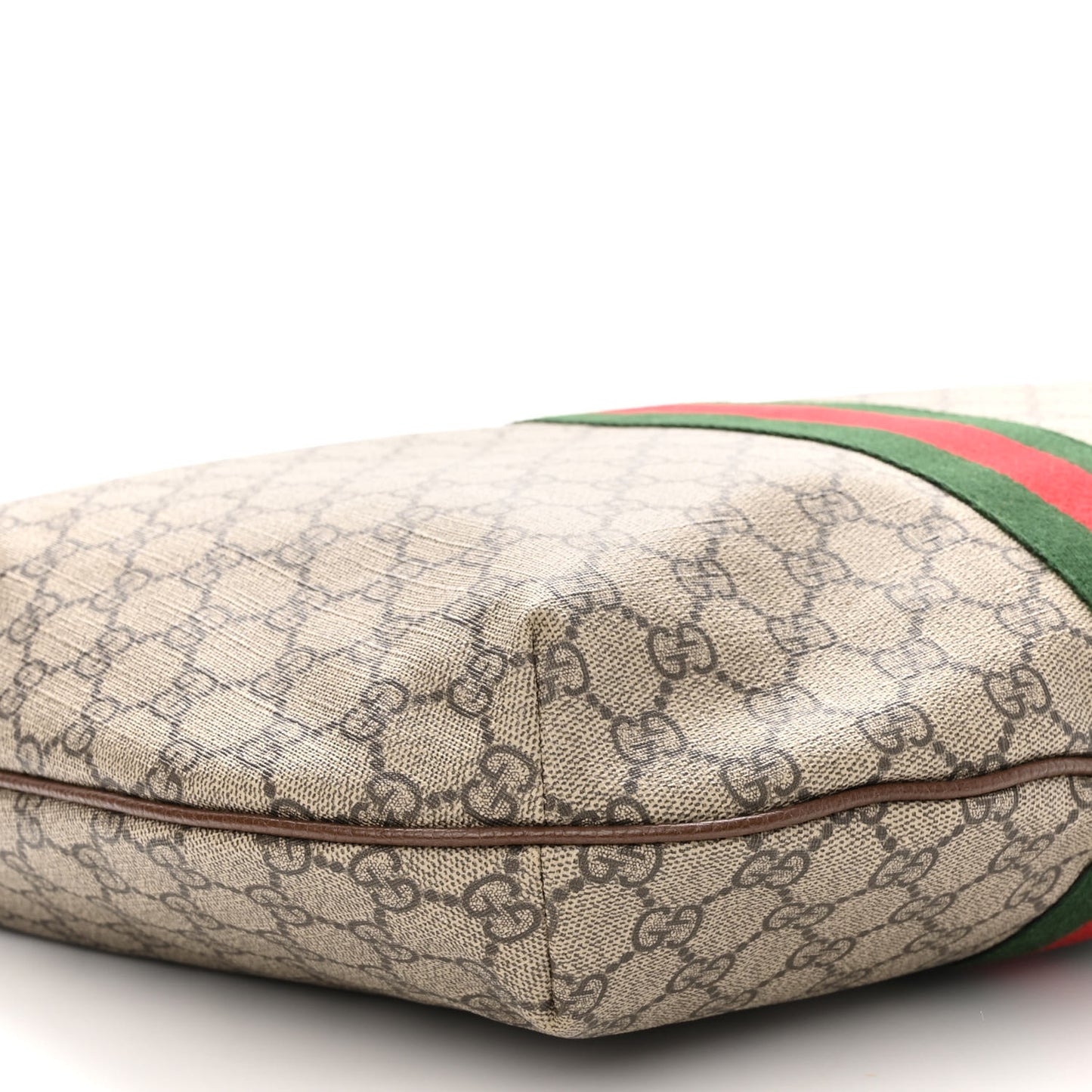 GG Supreme Monogram Web Ophidia Half Moon Hobo Brown