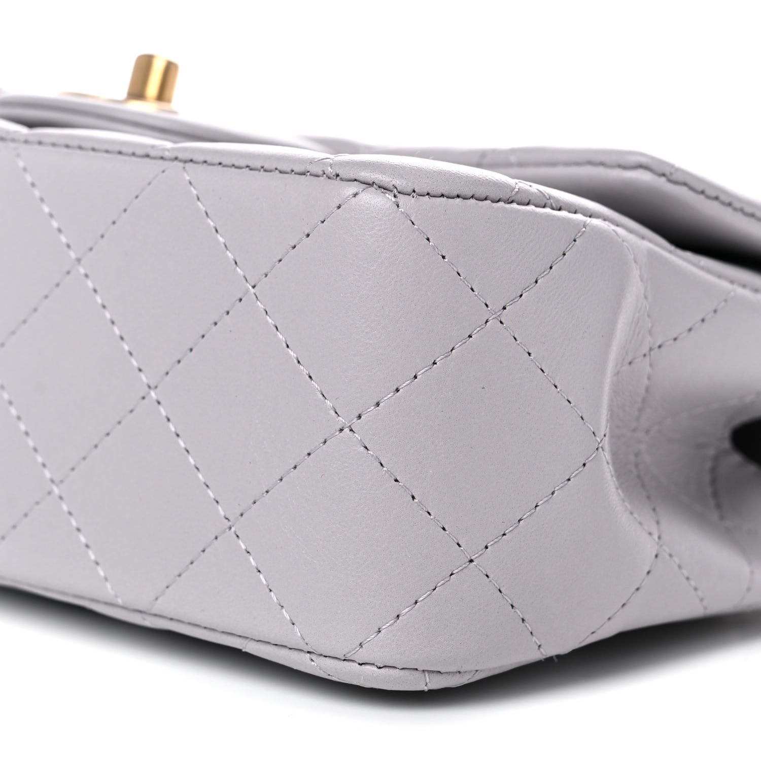 Chanel Lambskin Quilted Mini Top Handle Rectangular Flap Grey 9 of 10
