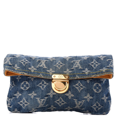Louis Vuitton Monogram Denim Pochette Plat Clutch Blue 1 of 6