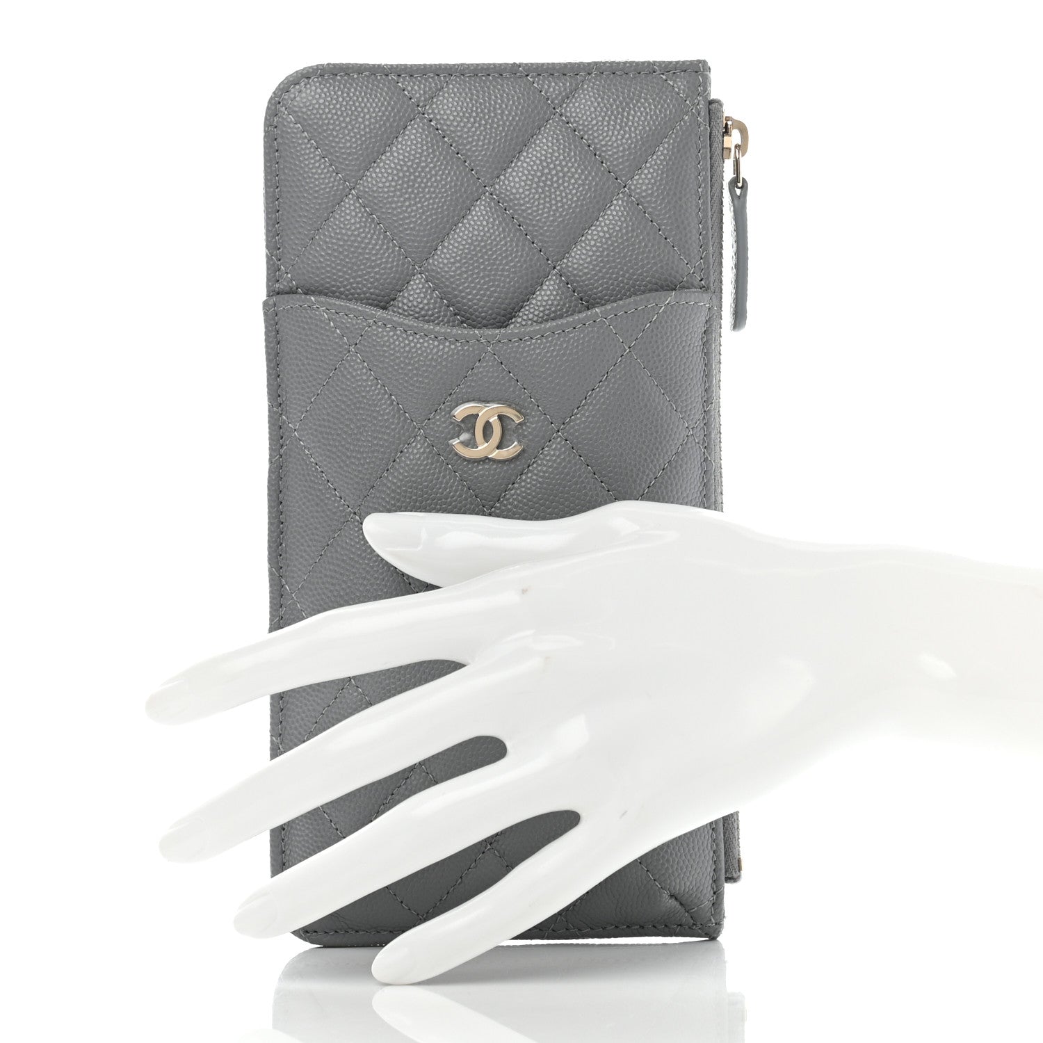 Chanel Caviar Quilted Classic iPhone Pouch Grey 2 of 8