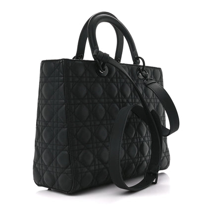 Christian Dior Ultra Matte Calfskin Cannage Large Lady Dior Black 3 of 12