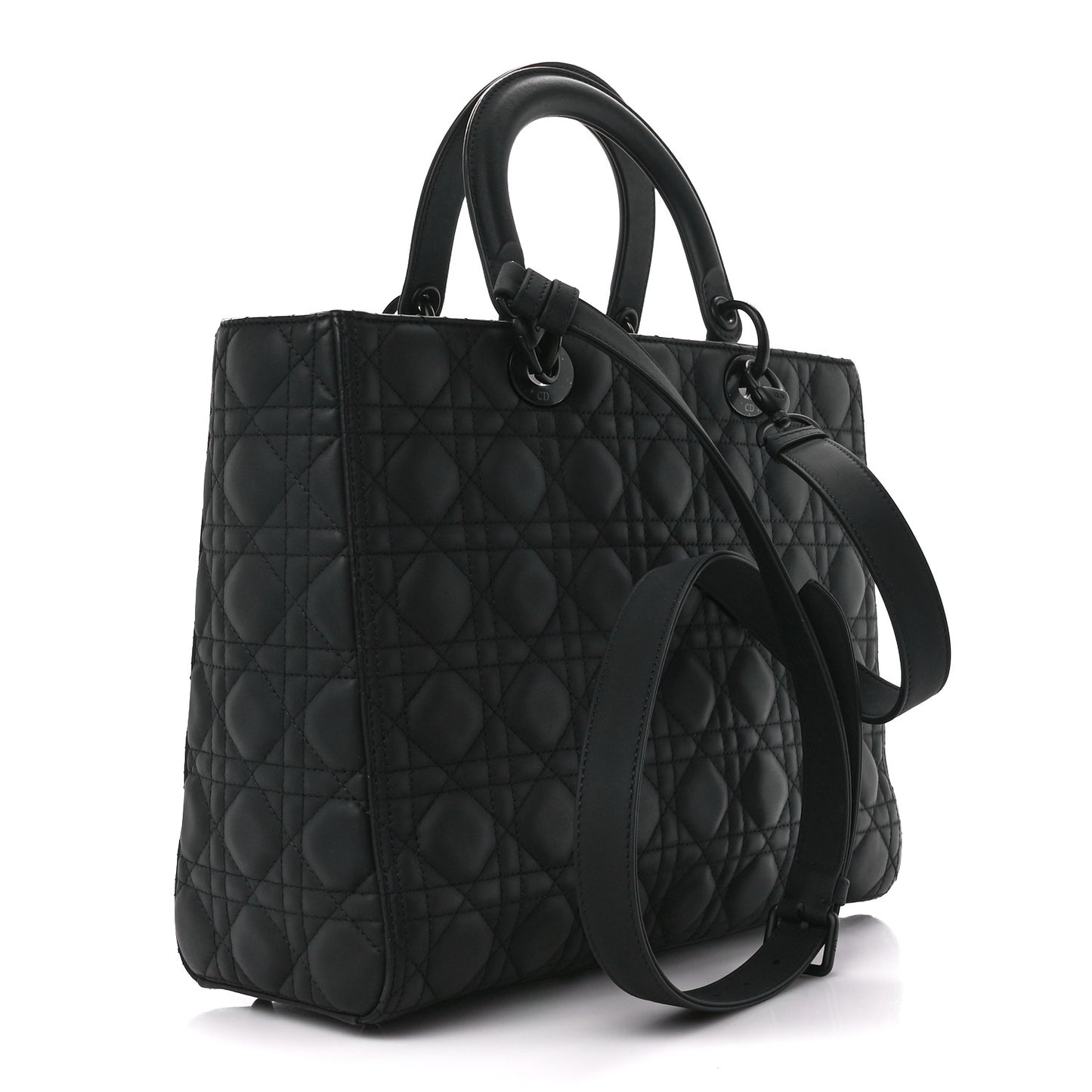 Ultra Matte Calfskin Cannage Large Lady Dior Black