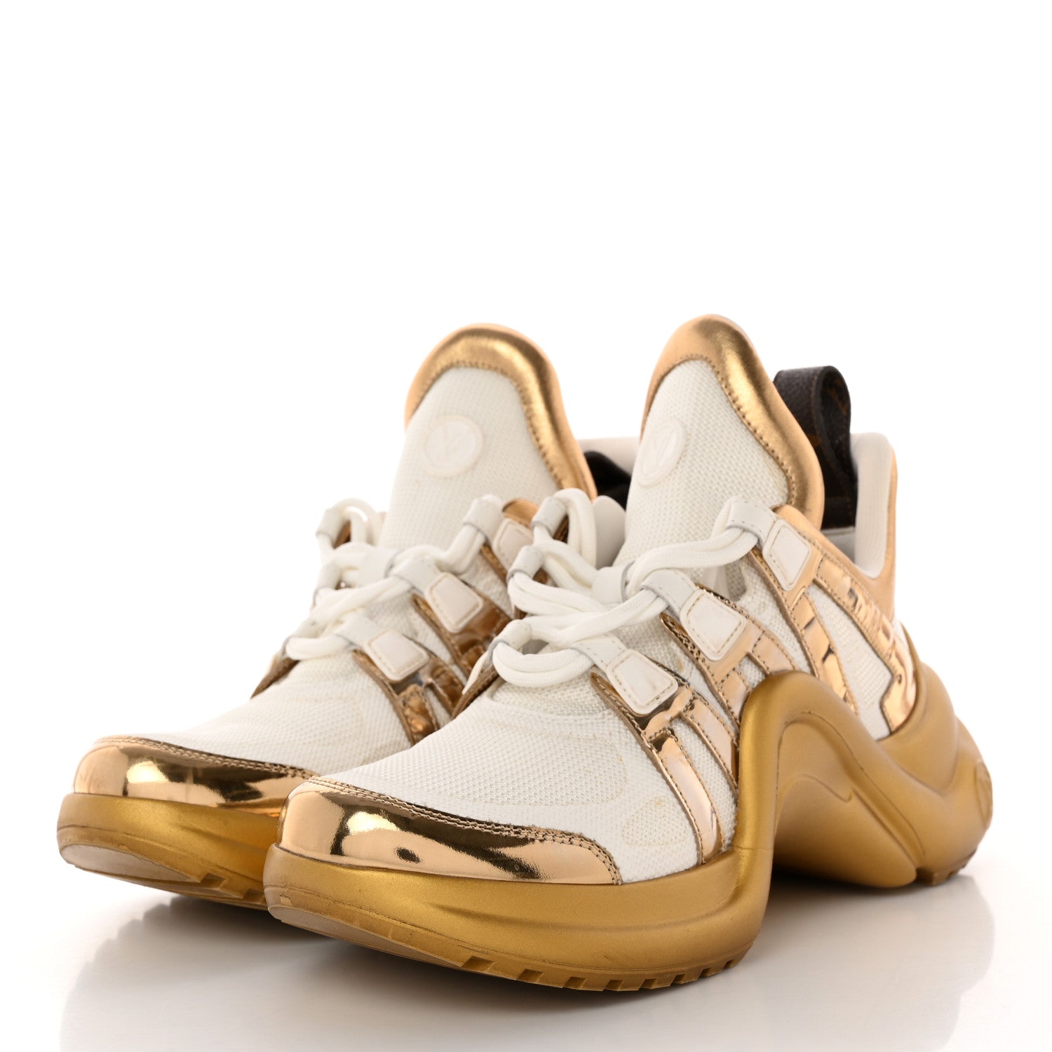Louis Vuitton Metallic Calfskin Technical Nylon LV Archlight Sneakers 37 White Gold 3 of 13