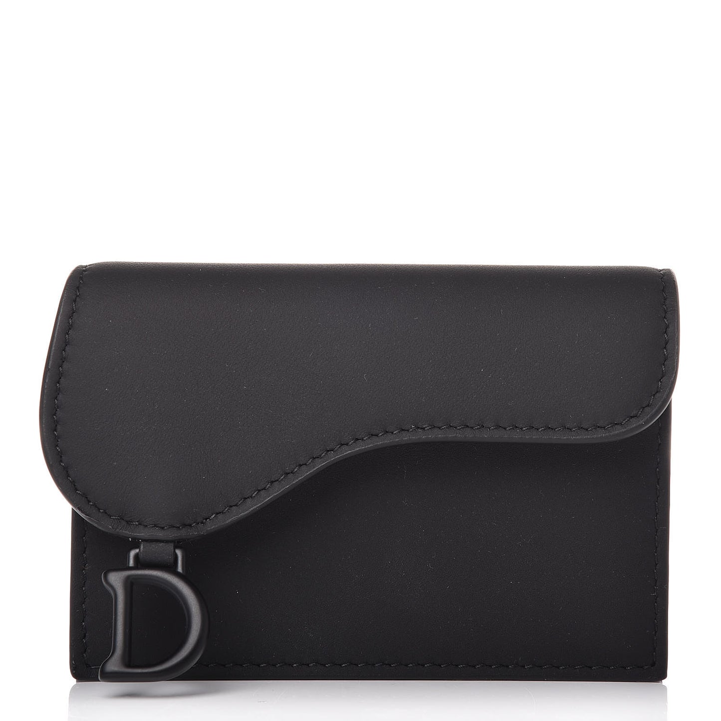 Ultra Matte Calfskin Saddle Card Holder Black