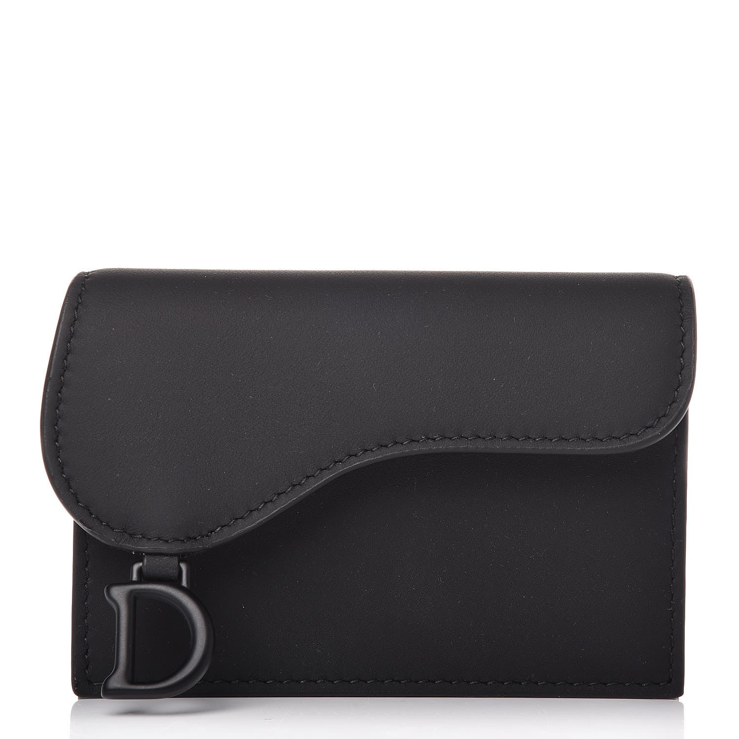 Christian Dior Ultra Matte Calfskin Saddle Card Holder Black 1 of 9