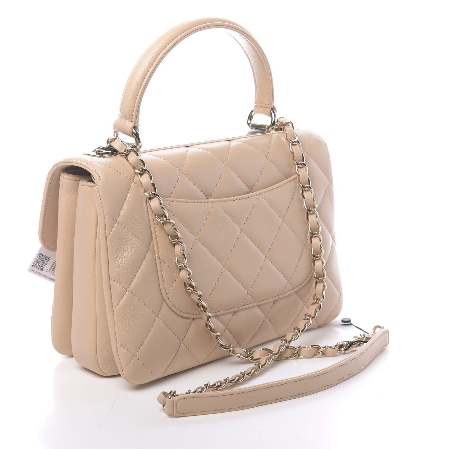 Lambskin Quilted Small Trendy CC Dual Handle Flap Bag Beige